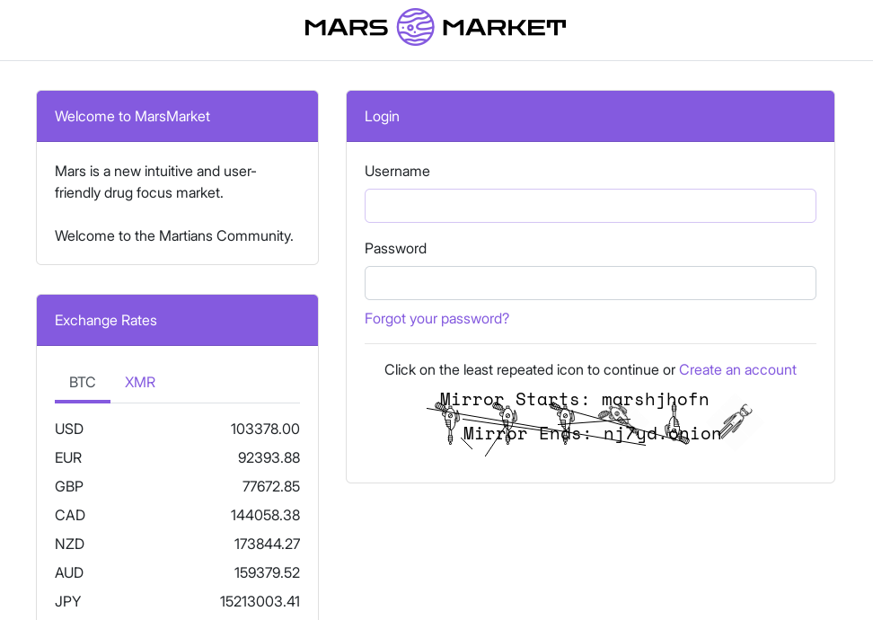 MarsMarket Website Screenshot